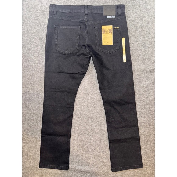 Volcom Vorta Slim Straight Stretch Denim Jeans Black Mens Size 36x30 NEW - Picture 8 of 10